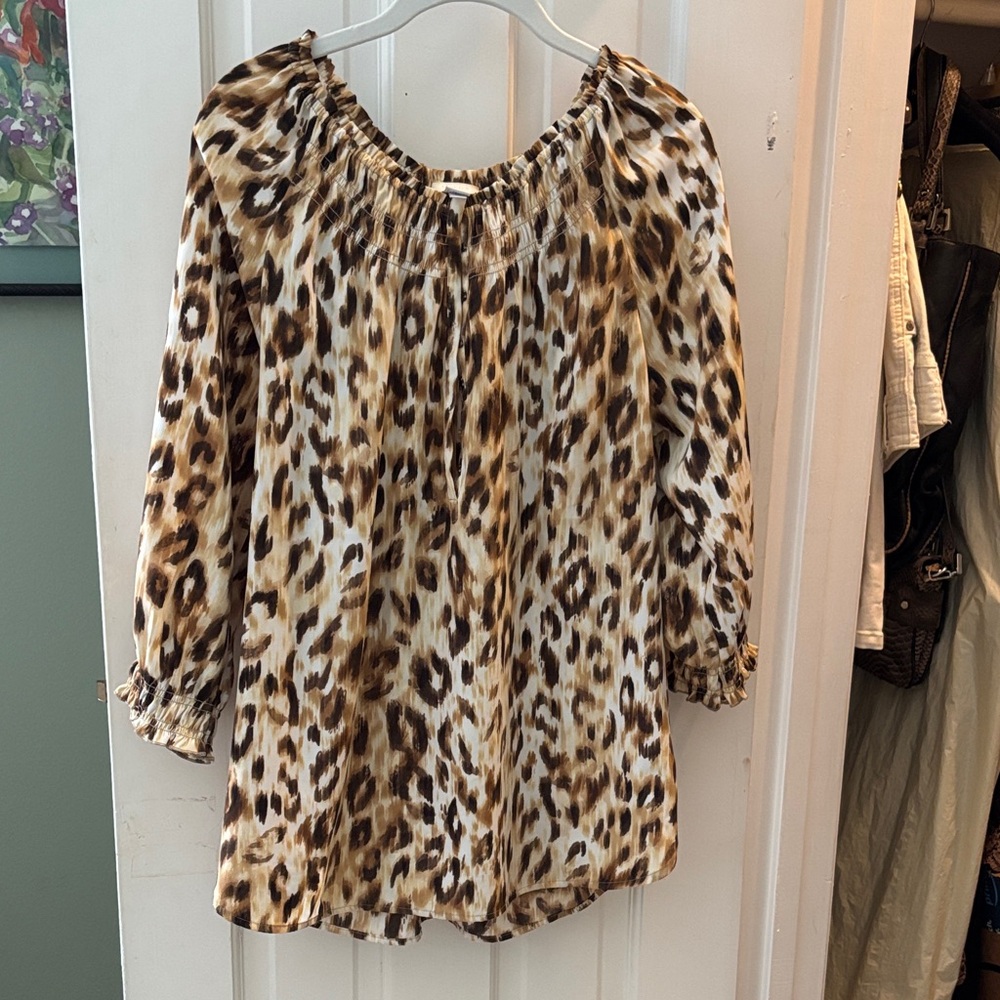 Chico's Animal Print Blouse - Brown and Cream